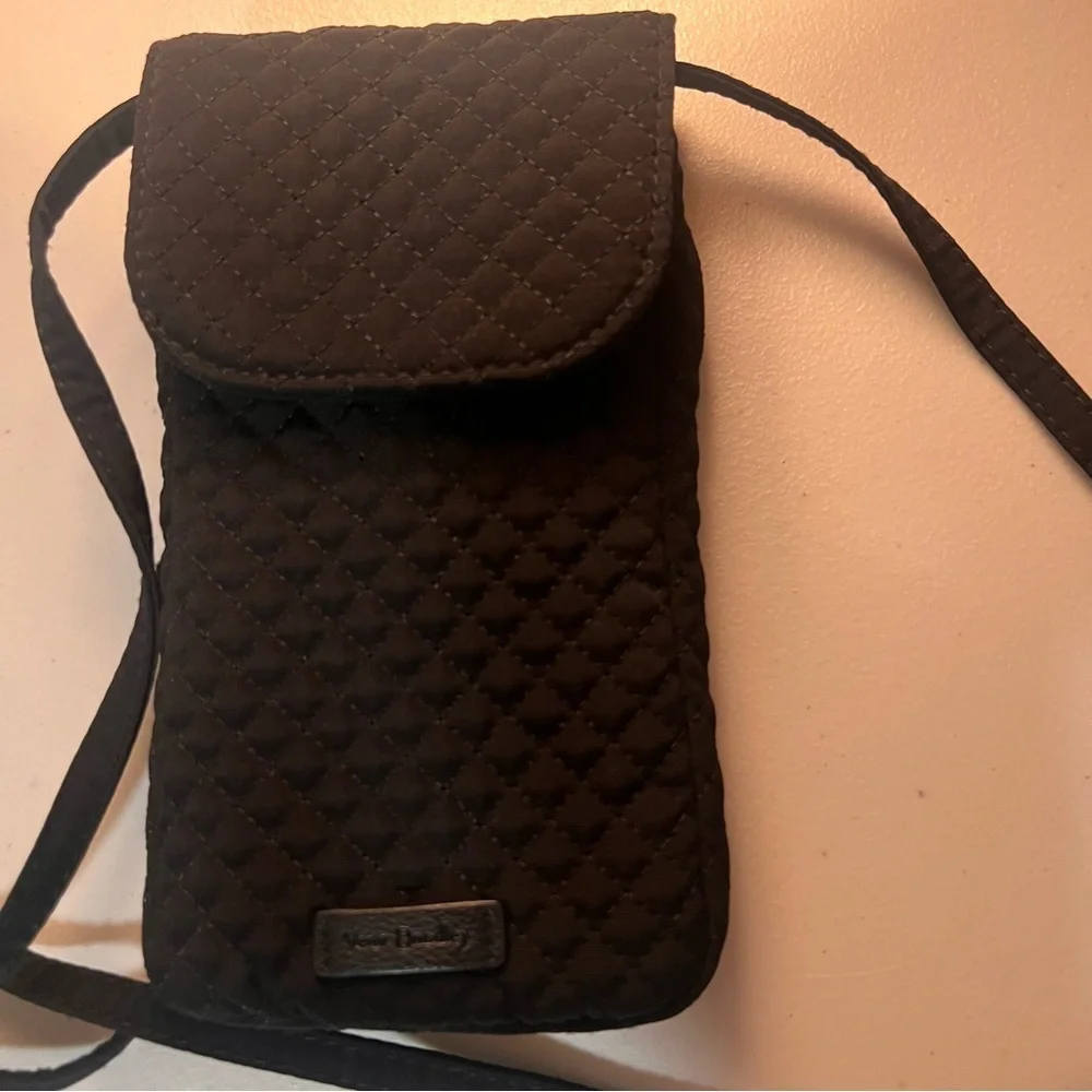 Vera Bradley Black Quilted Crossbody Cell Phone Bag